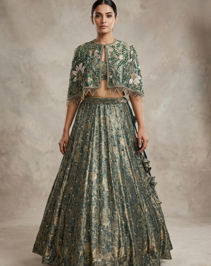 Verdant Bloom Jacket Lehenga Set