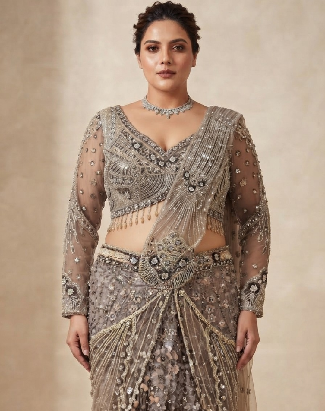 Silver Mist Draped Ensemble