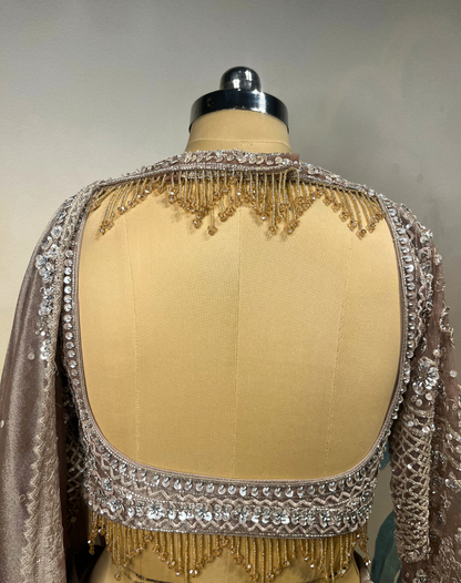 Mauve Rose Cutdana Drape Saree