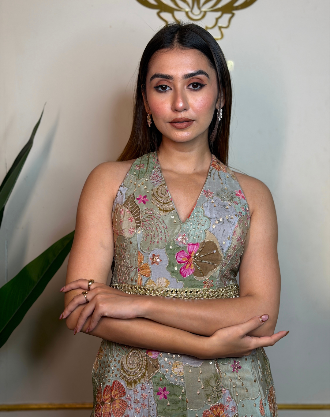 Botanical Bloom | Embroidered Crepe Jumpsuit
