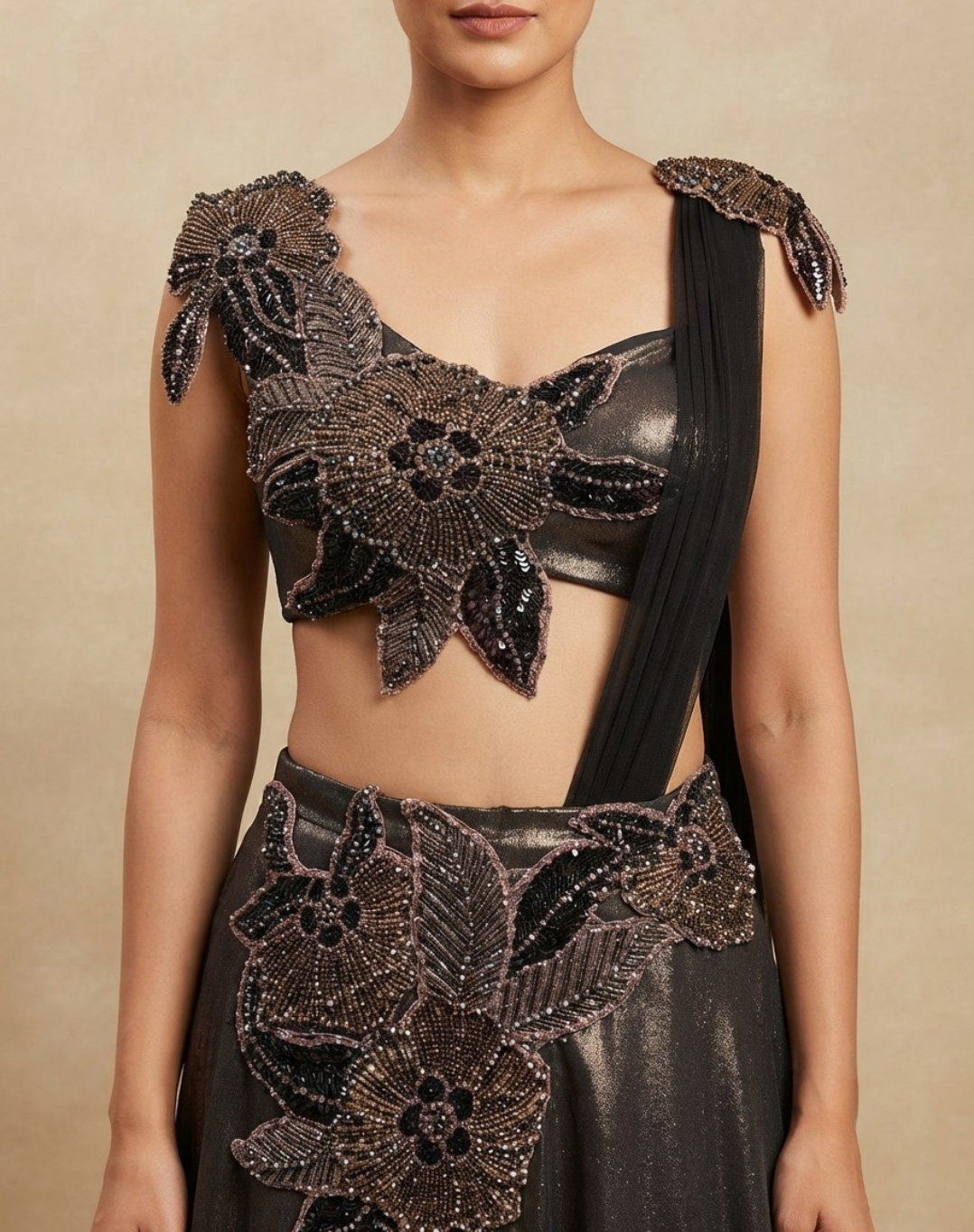 Midnight Bloom Draped Set
