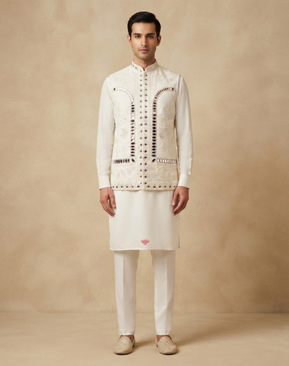 Regal Mosaic | Mirror & Thread Embroidered Men's Indo-Western Set