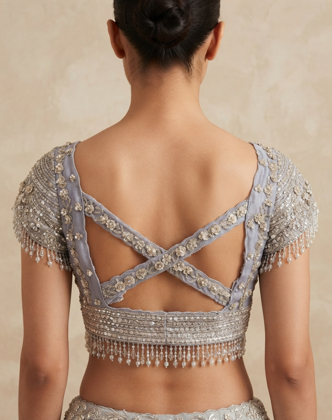 Frosted Bloom | Powder Blue Floral Embroidered Lehenga