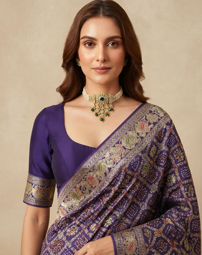Forest Zari & Cutdana Georgette Saree