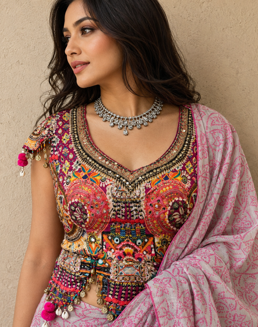 Gulabari Mosaic Embellished Saree