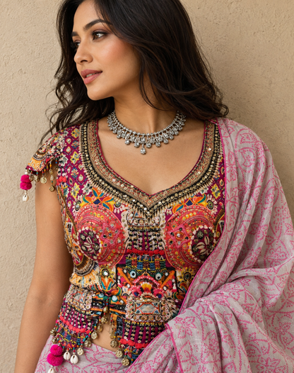 Gulabari Mosaic Embellished Saree