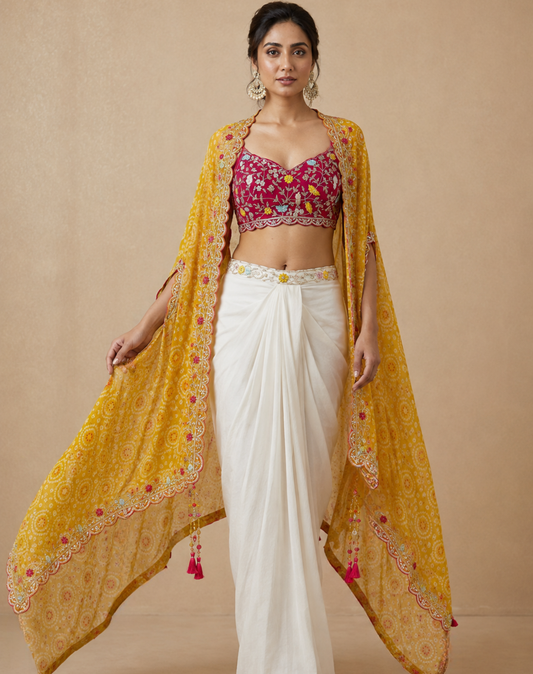 Gulmohar Draped Indo-Western Set