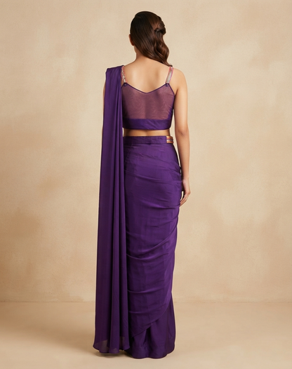 Plum Bloom Draped Saree Draped to Perfection