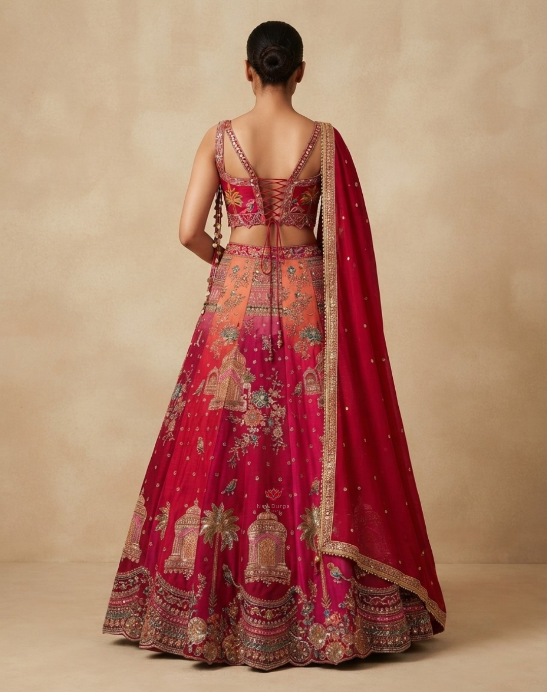 Gulmohar Royale | Zari & Mirror Work Bamber Silk Lehenga