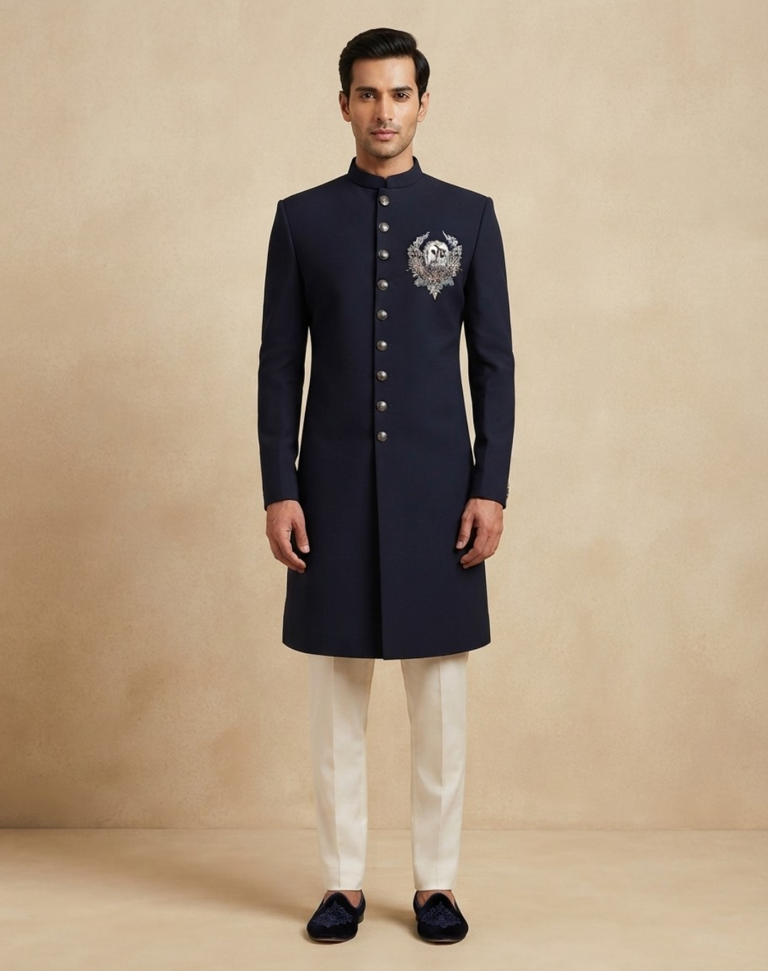 Regal Crest | Zari & Cutdana Embroidered Silk Sherwani