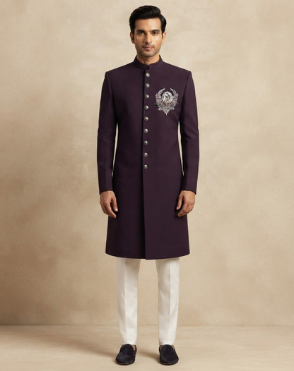 Regal Crest | Zari & Cutdana Embroidered Silk Sherwani