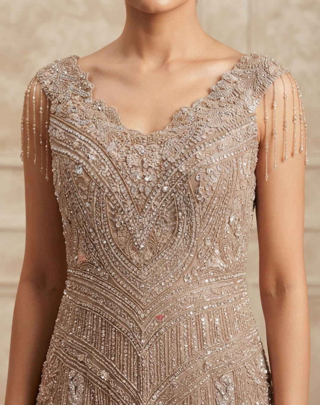 Starlit Taupe | Cutdana & Sequin Embellished Mermaid Gown