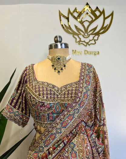 Regal Dabka & Zardosi Tissue Saree with Heritage Mosaic Embroidery