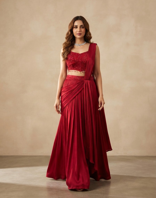 Scarlet Reverie Draped Set