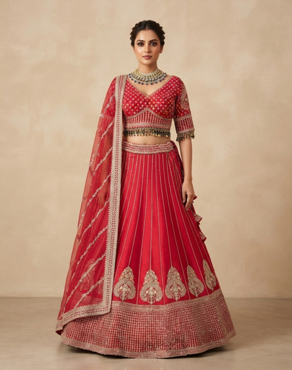 Riwaayat Rouge | Zari & Sequin Embroidered Bridal Lehenga