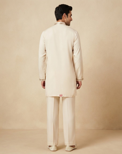 Floral Charm | Sequin, Bead & Thread Embroidered Men's Indo-Western Kurta Set