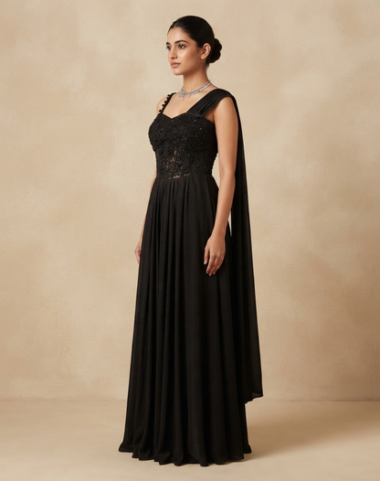 Midnight Muse Draped Skirt Set