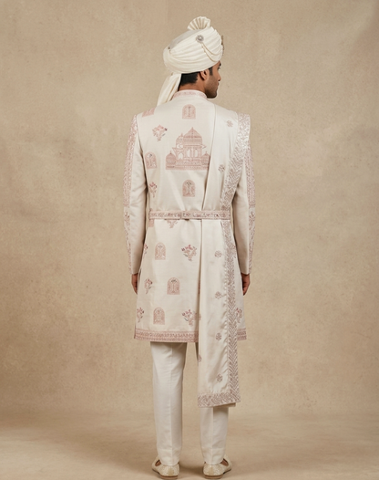 Royal Heritage | Ivory Bamber Silk Sherwani Set