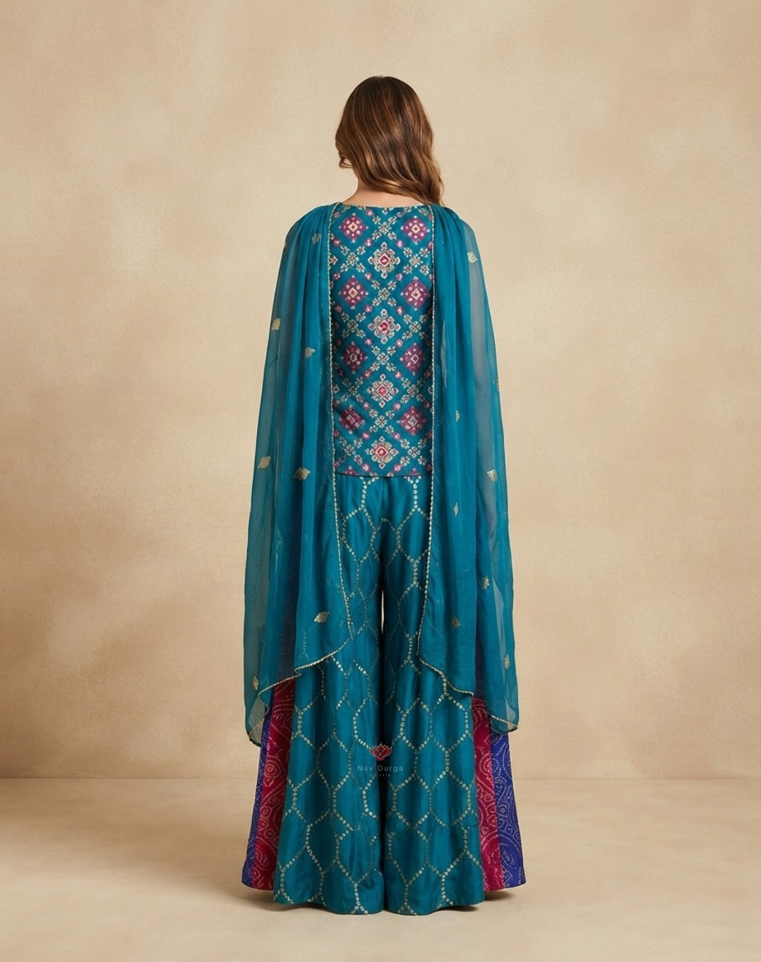 Rangrez Riwaayat | Zari & Mirror Work Printed Banarasi Indo-Western Set