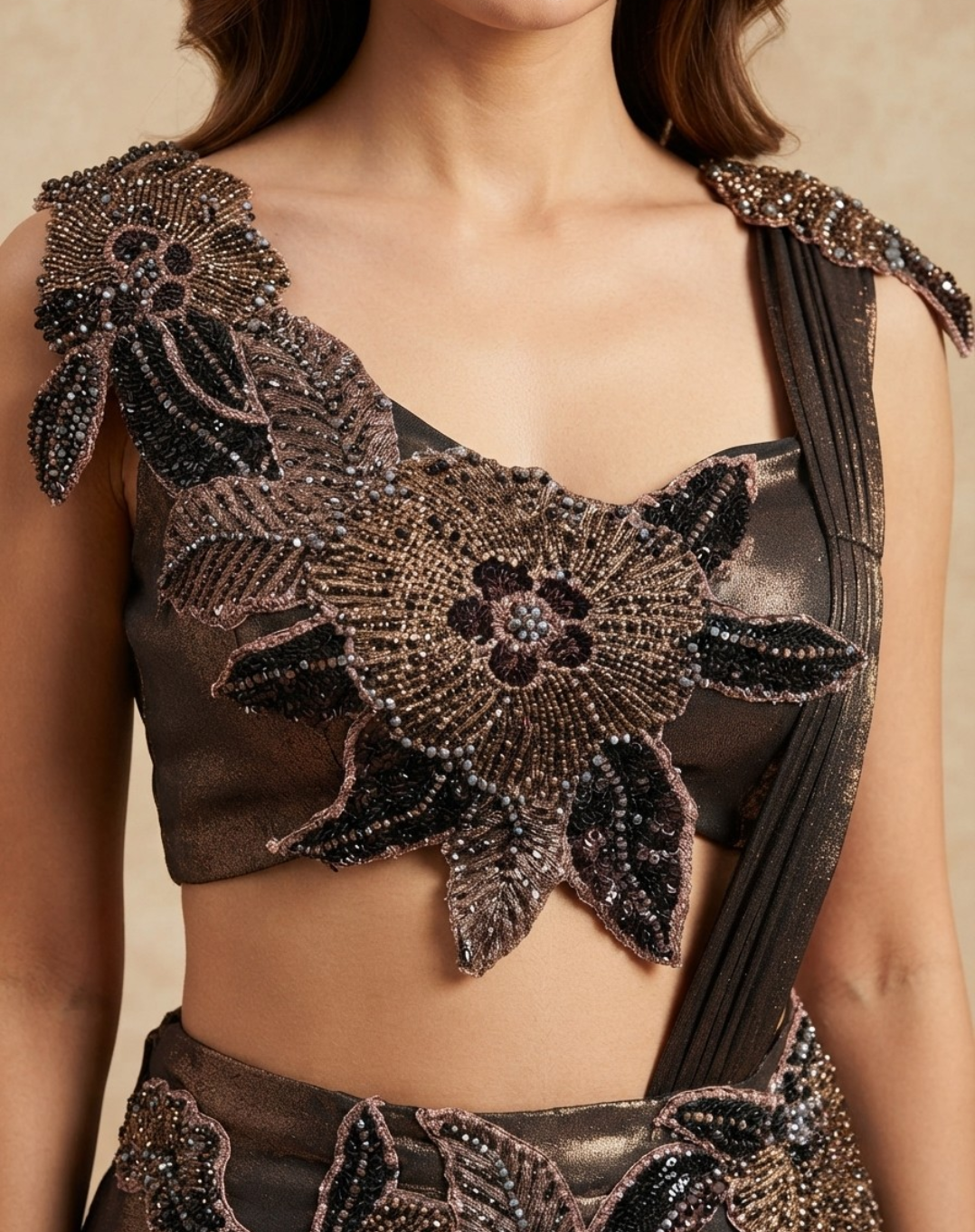 Midnight Bloom Draped Set