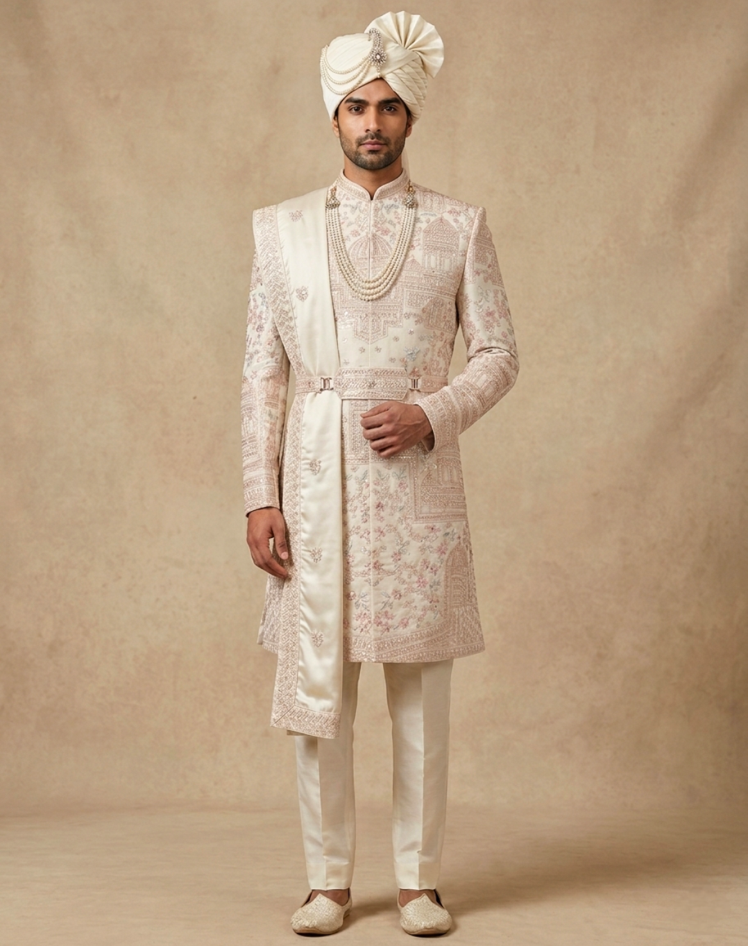Royal Heritage | Ivory Bamber Silk Sherwani Set