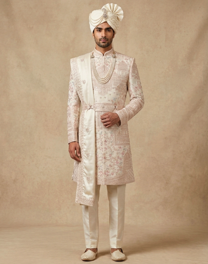 Royal Heritage | Ivory Bamber Silk Sherwani Set