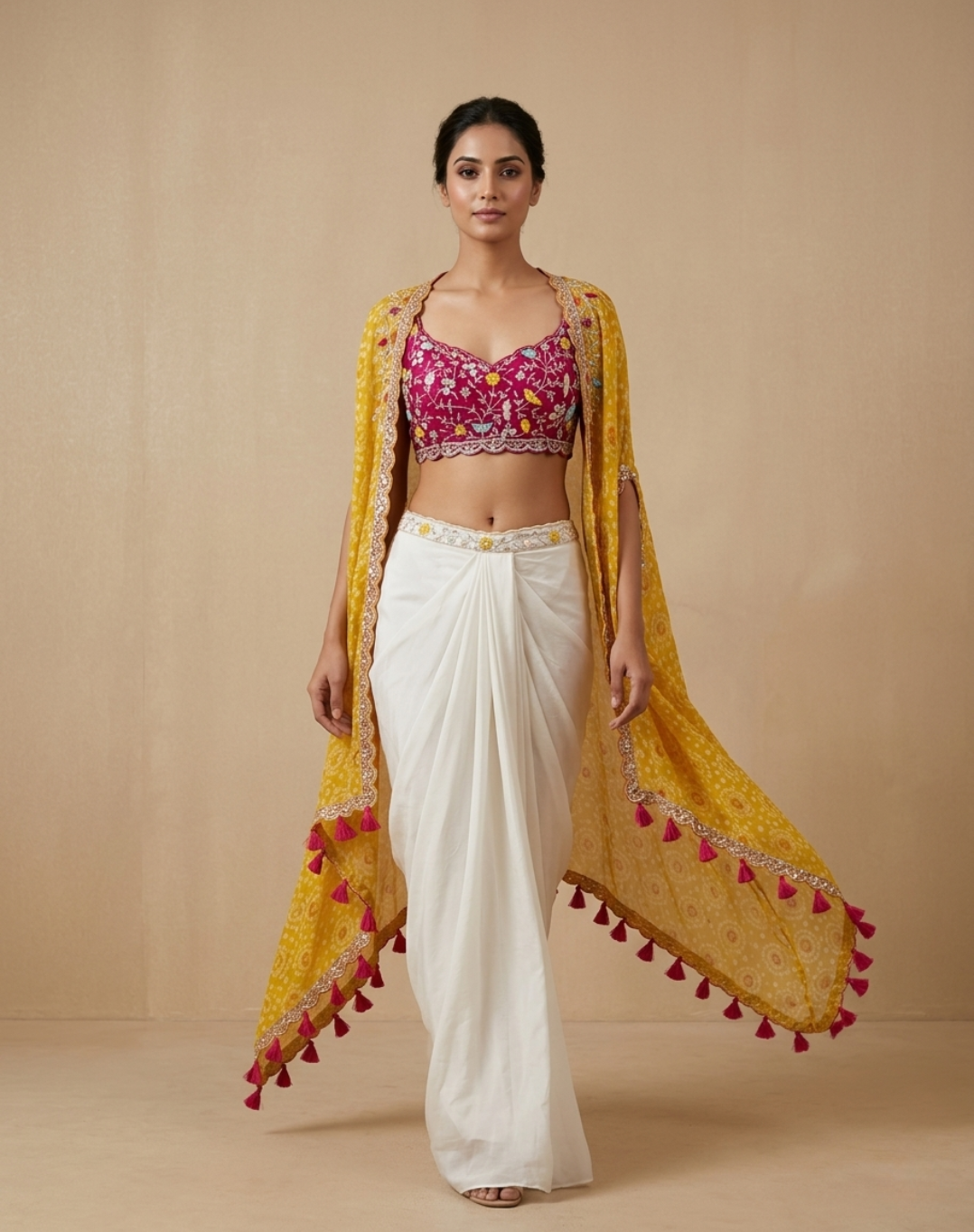 Gulmohar Draped Indo-Western Set