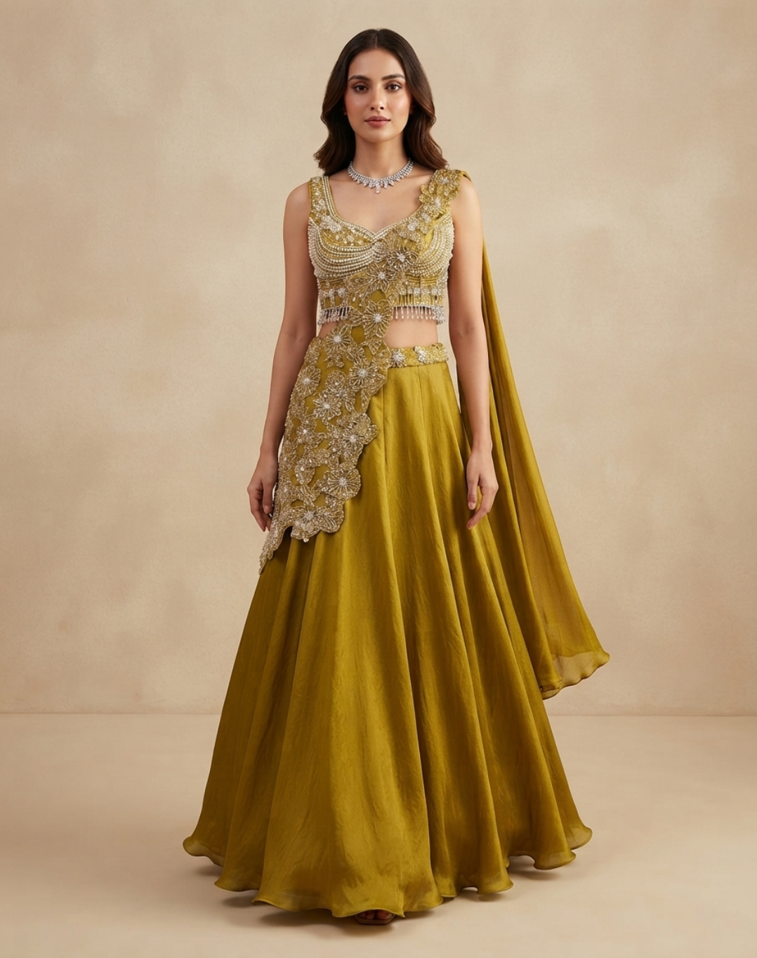 Aurelia Sculpted Drape Indo-Western Ensemble