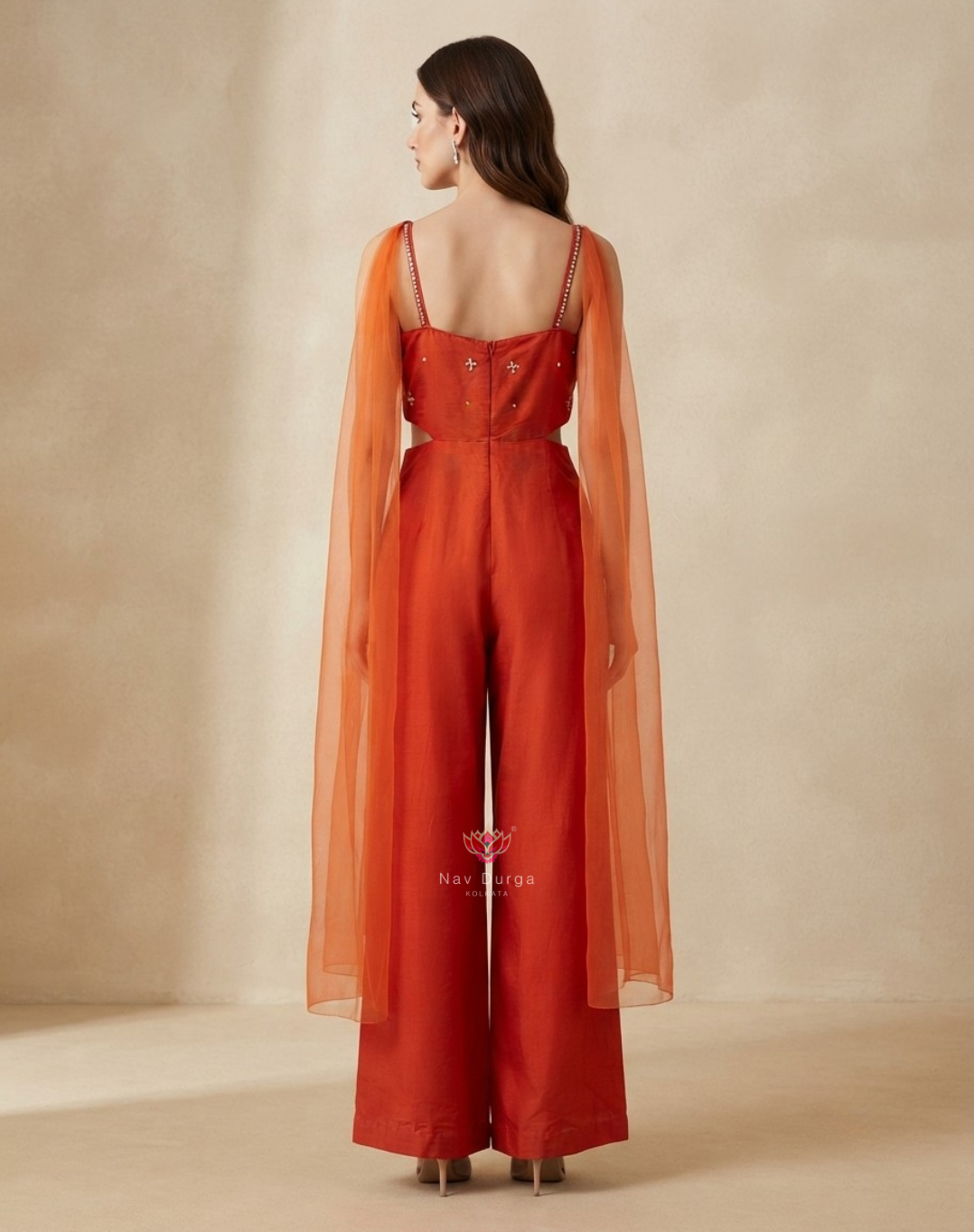 Floral Ember | Sequin & Thread Embellished Indo-Western Jumpsuit