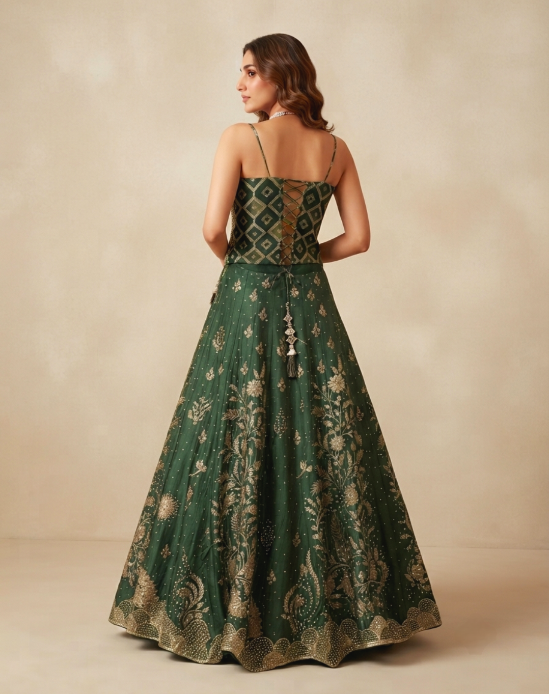 Emerald Zardosi Corset Lehenga Set