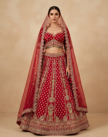 Laalika | Zari & Sequin Embroidered Bridal Lehenga