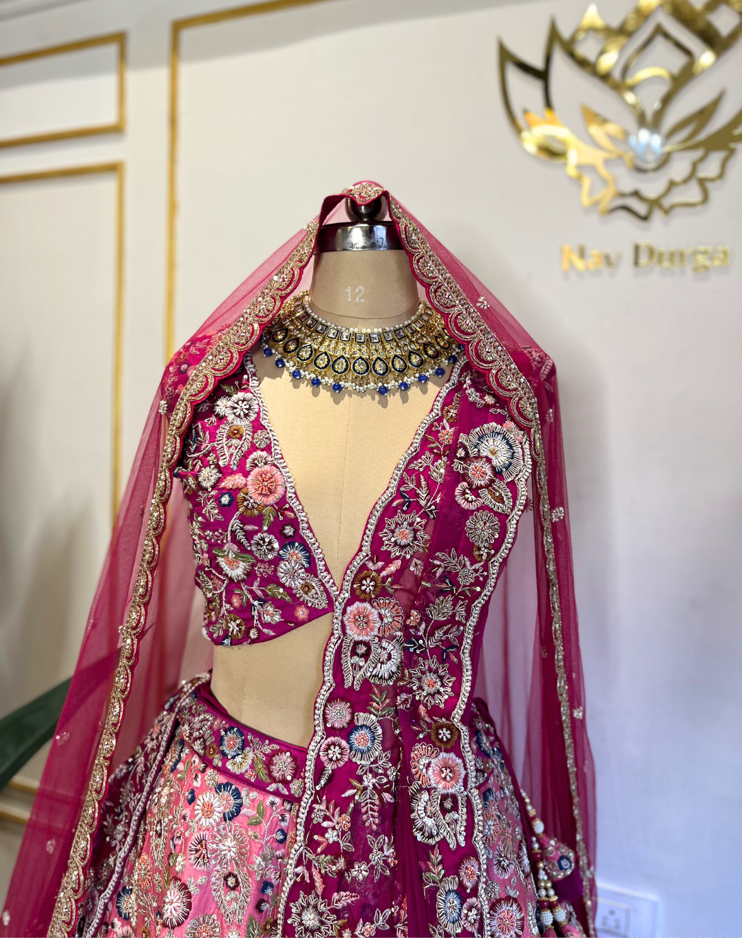 Royal Bloom | Hand-Embroidered Raw Silk Bridal Lehenga
