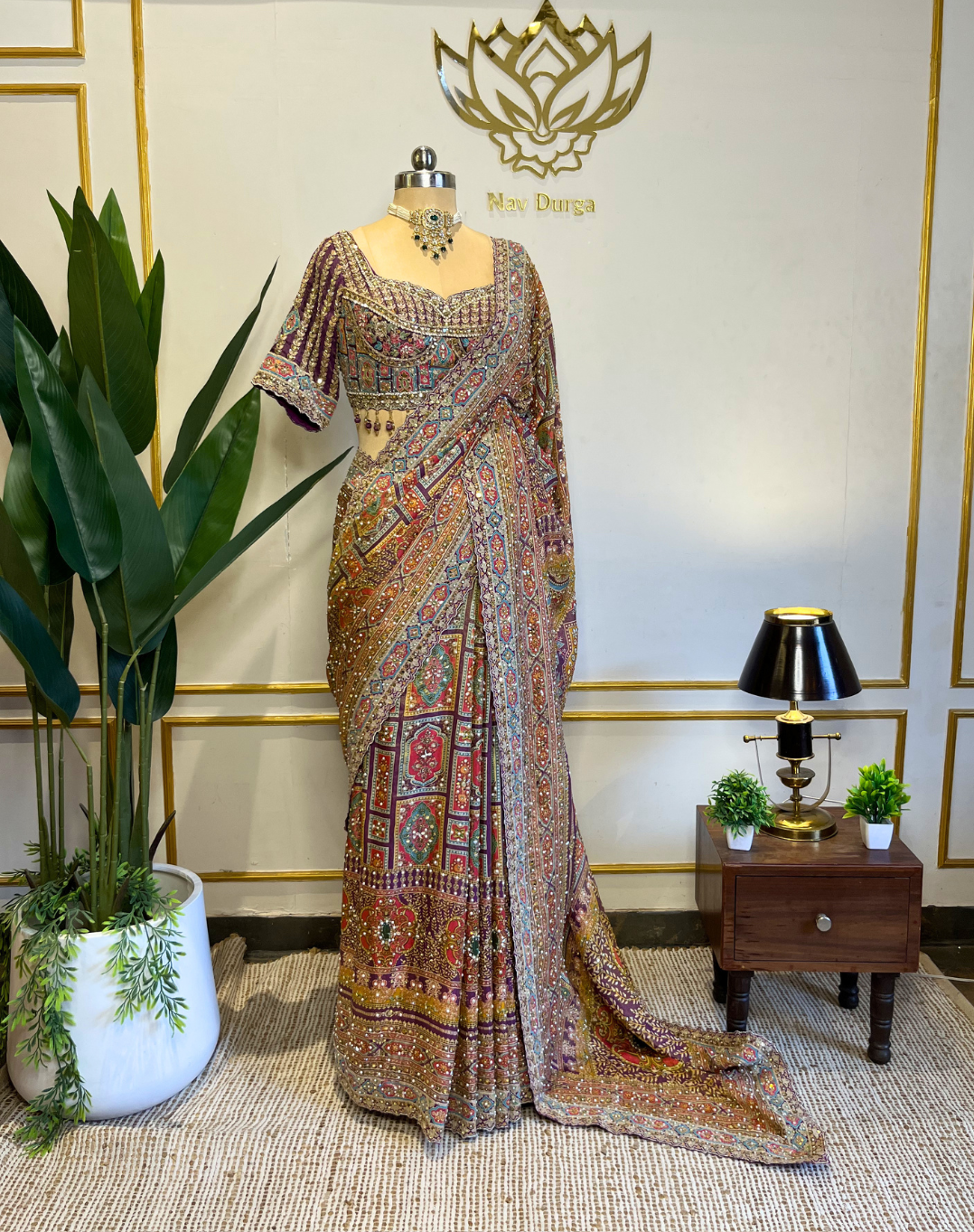 Regal Dabka & Zardosi Tissue Saree with Heritage Mosaic Embroidery