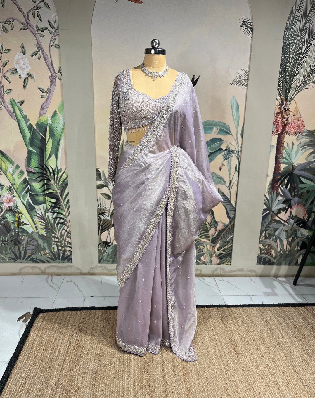 Mauve Rose Cutdana Drape Saree
