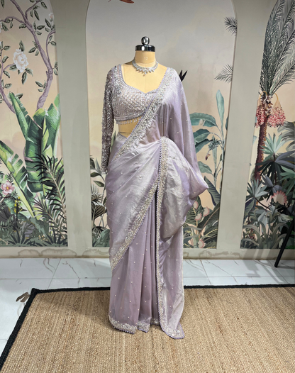 Mauve Rose Cutdana Drape Saree