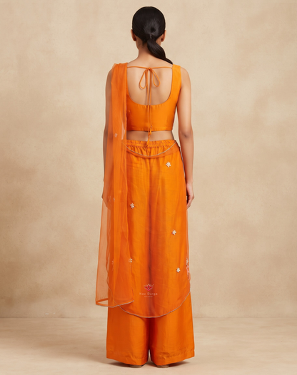 Saffron Bloom | Resham & Zardosi Embellished Palazzo Set