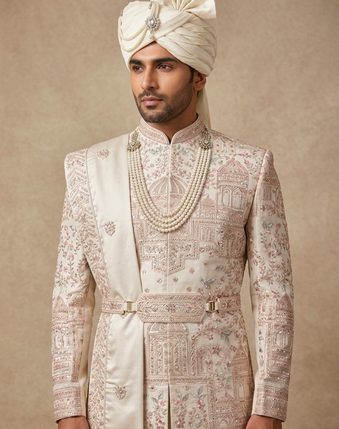 Royal Heritage | Ivory Bamber Silk Sherwani Set