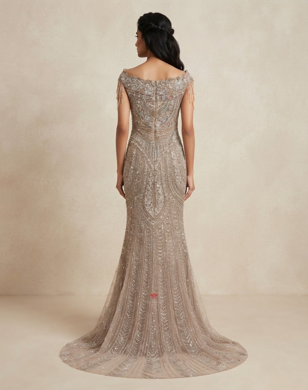 Starlit Taupe | Cutdana & Sequin Embellished Mermaid Gown