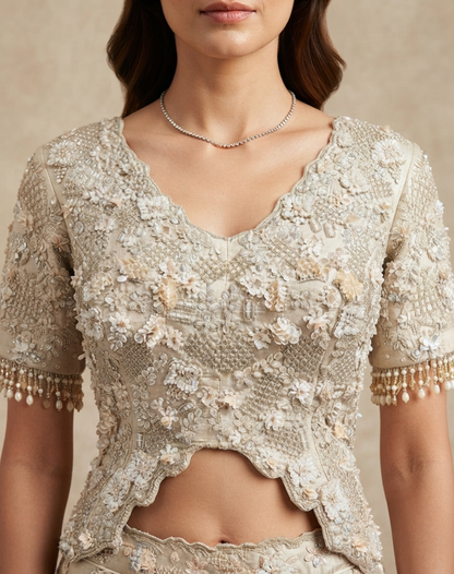 Petal Reverie | Cutdana & Floral Embellished Lehenga