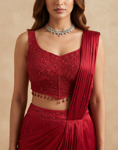 Scarlet Reverie Draped Set