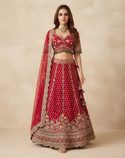 Riwaayat Royale | Zari, Sequin & Thread Embroidered Bridal Lehenga