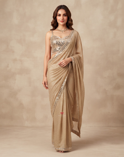 Mirror Muse | Mirror Work & Tassel Tissue Saree