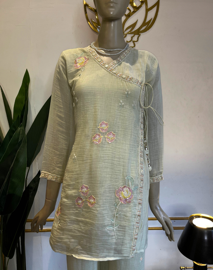Pistachio Bloom Chinon Indo-Western Set