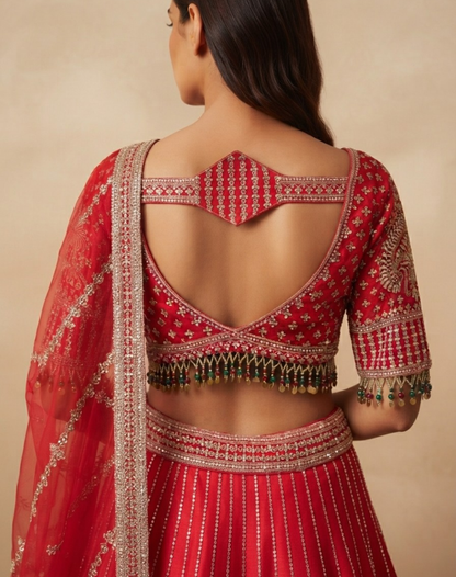 Riwaayat Rouge | Zari & Sequin Embroidered Bridal Lehenga