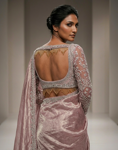 Mauve Rose Cutdana Drape Saree
