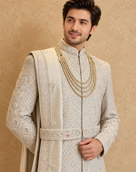 Royal Heirloom | Intricate Thread, Sequin & Zari Embroidered Sherwani