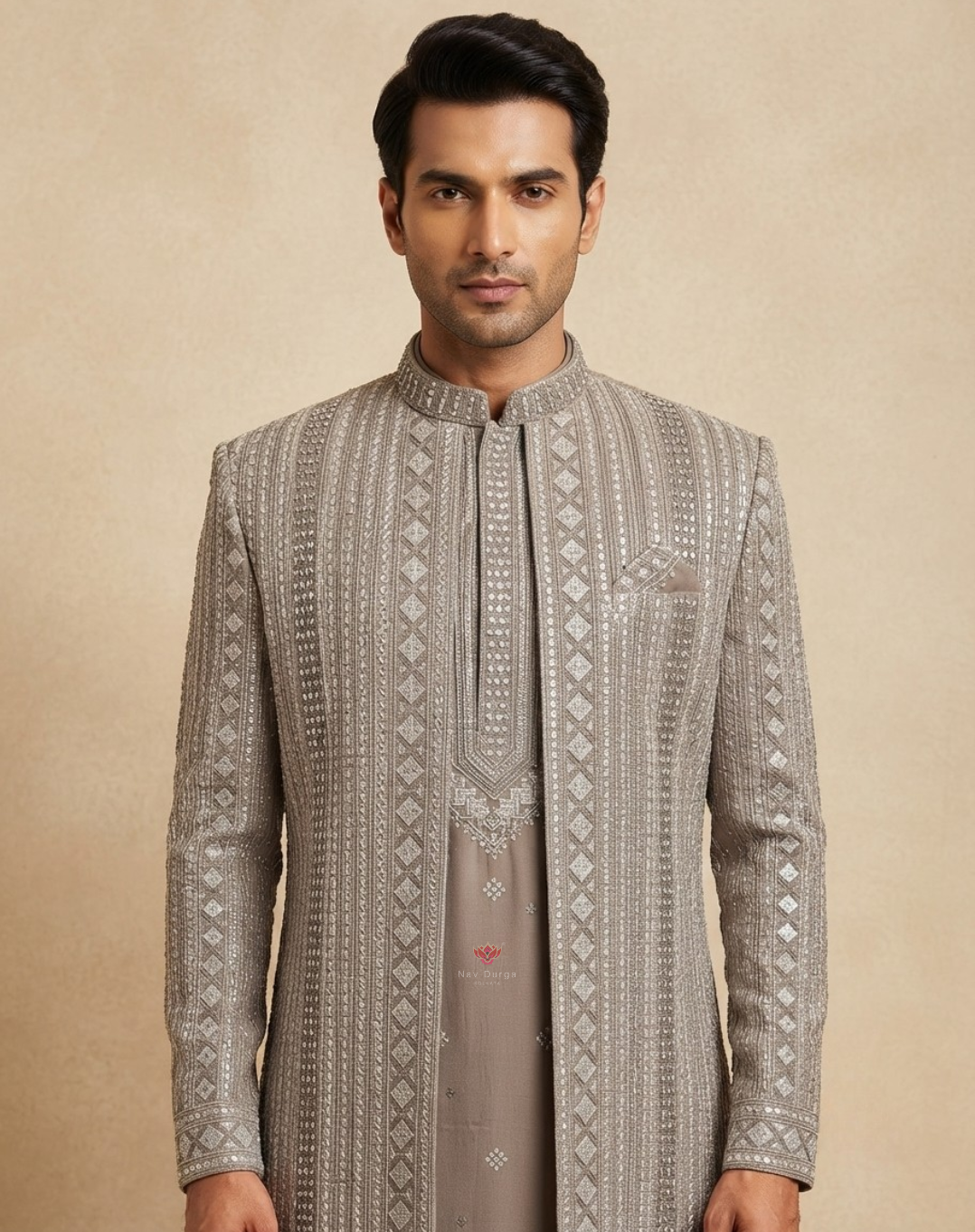 Imperial Motif | Thread Embroidered Men's Indo-Western Jacket Set