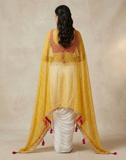 Gulmohar Draped Indo-Western Set