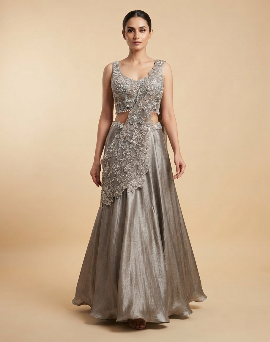 Aurelia Sculpted Drape Indo-Western Ensemble
