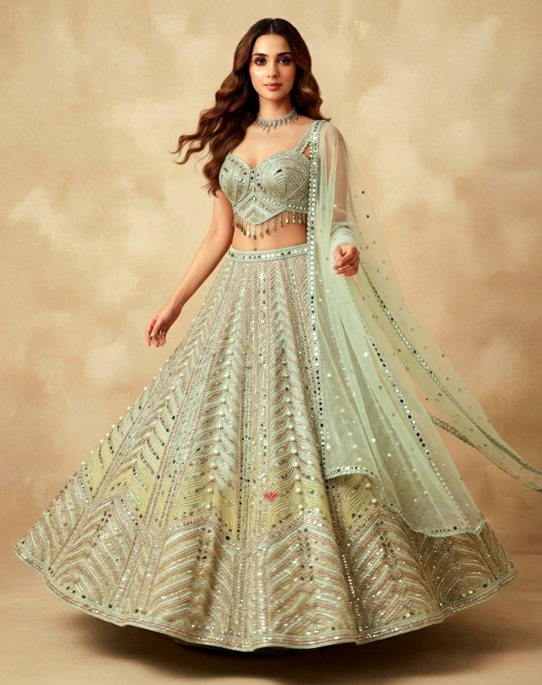 Chevron Charm | Zari & Sequin Embellished Lehenga